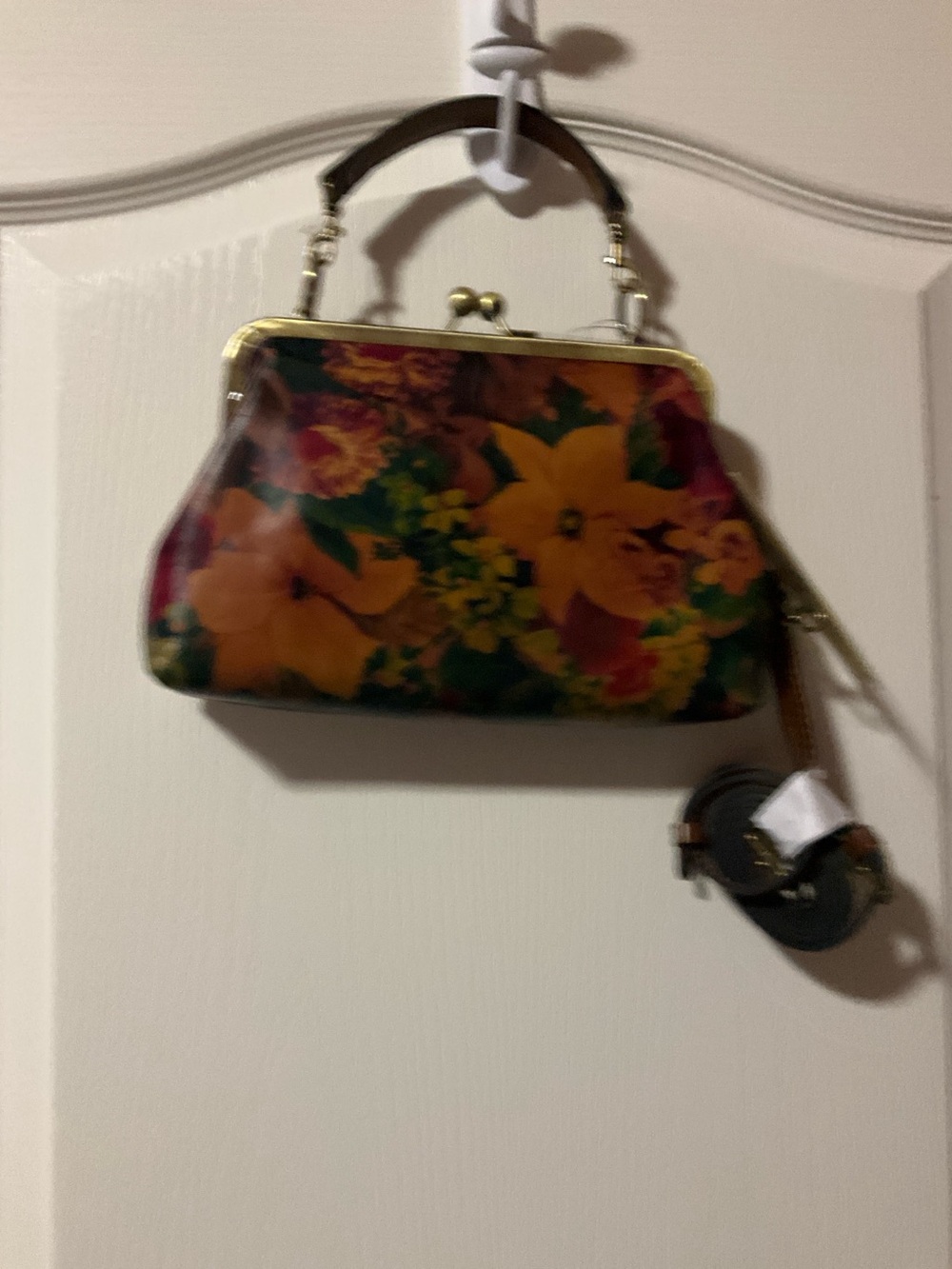 Patricia Nash Brown Multi Floral Kiss-Lock Crossbody Clutch - Picture 2 of 9
